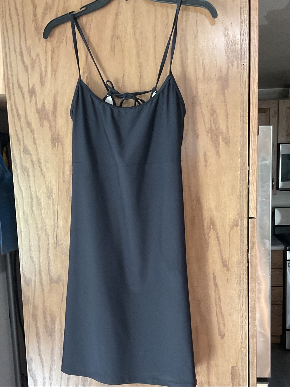 VENUS Black Slip Mini Dress with Tie-Back